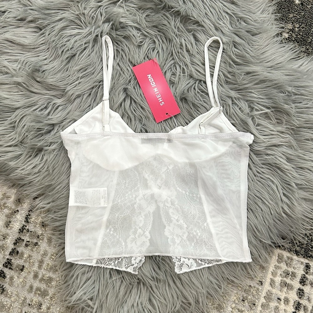 Women's White‎ Lace Bustier Top Size XS SHEIN ICON